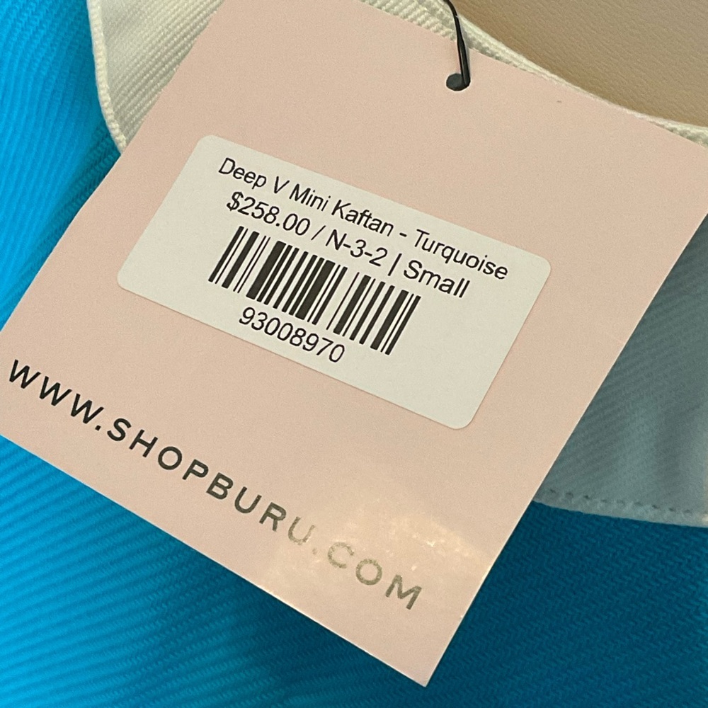 Buru Turquoise and White Mini Dress with Contrast Trim NWT - Picture 6 of 6